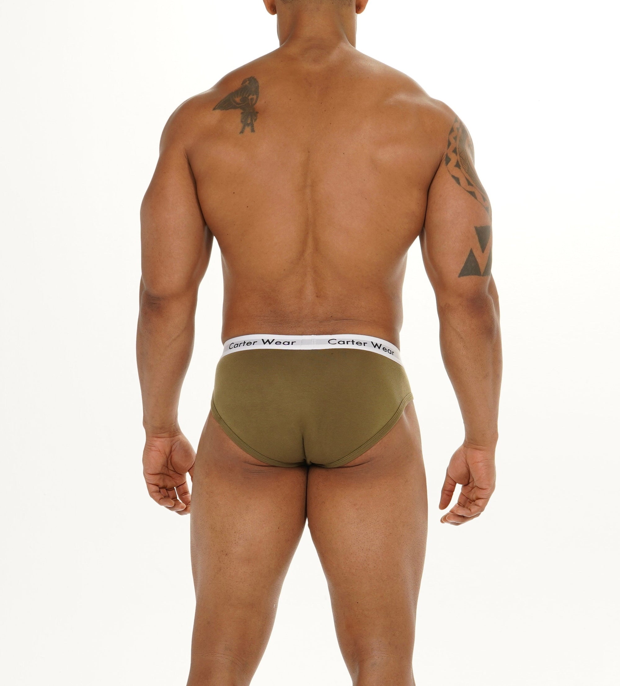 Olive Green + White Brief