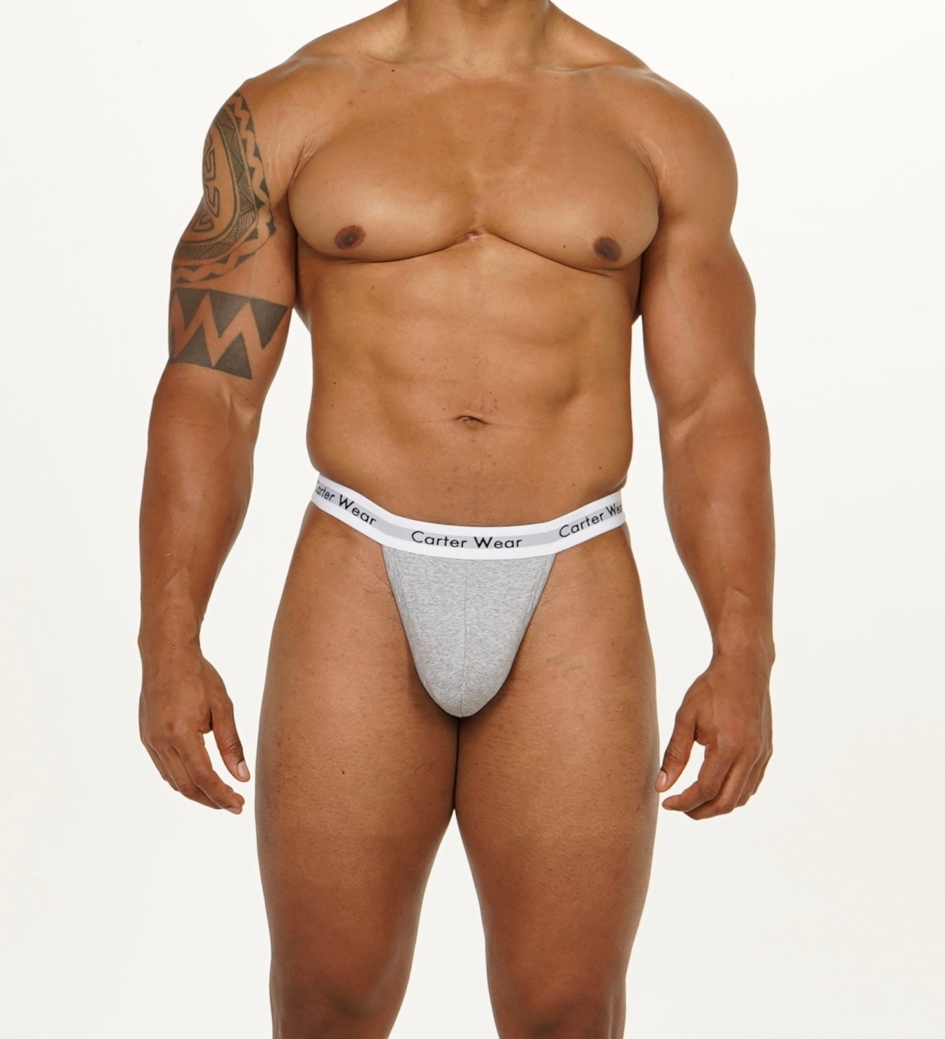 Heather Gray + White Thong
