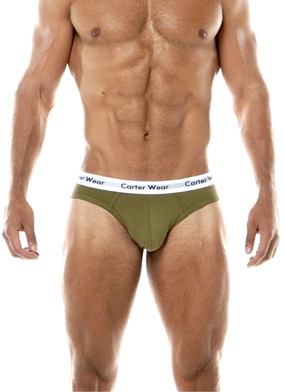 Olive Green + White Brief
