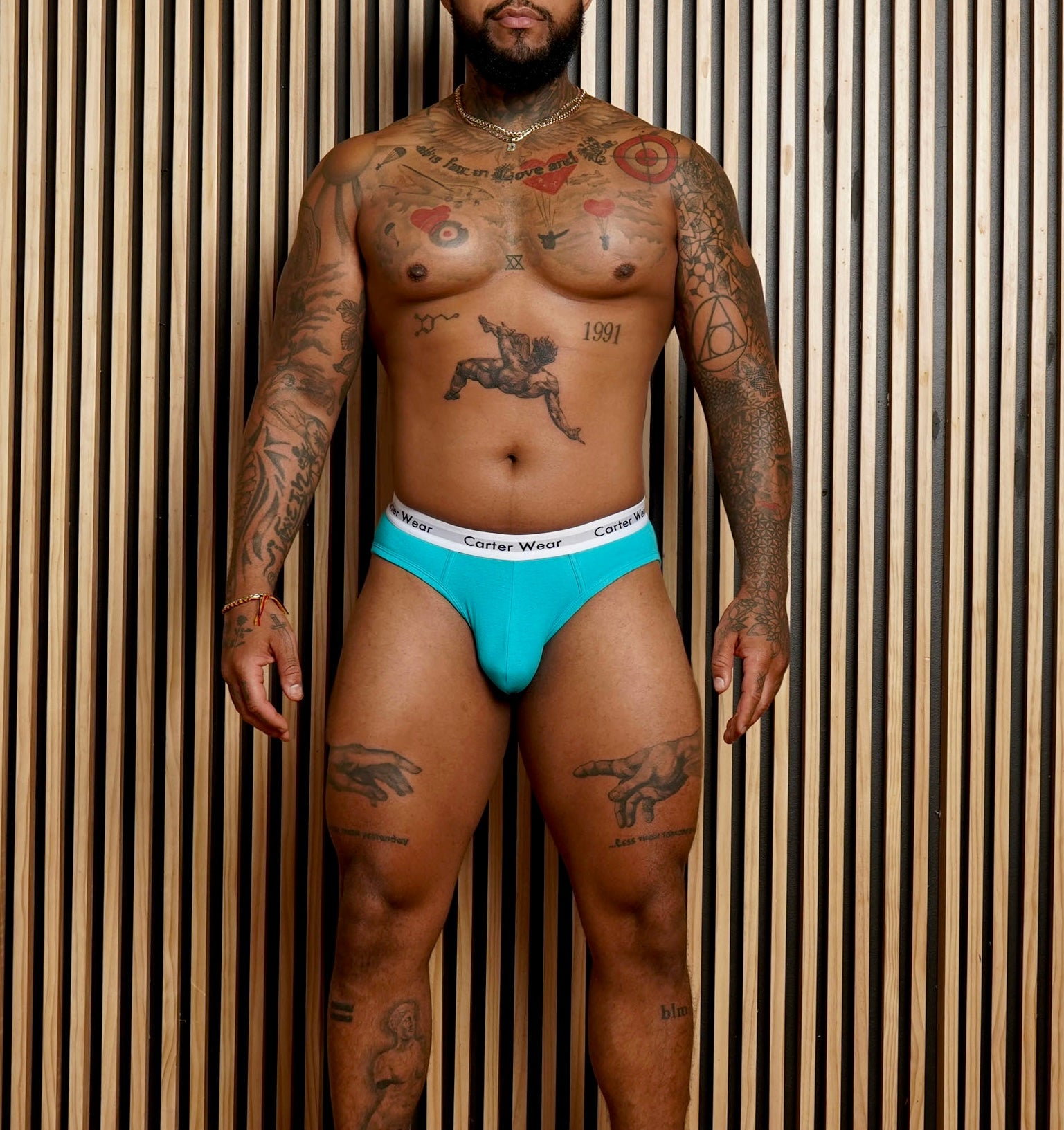 Teal + White Brief