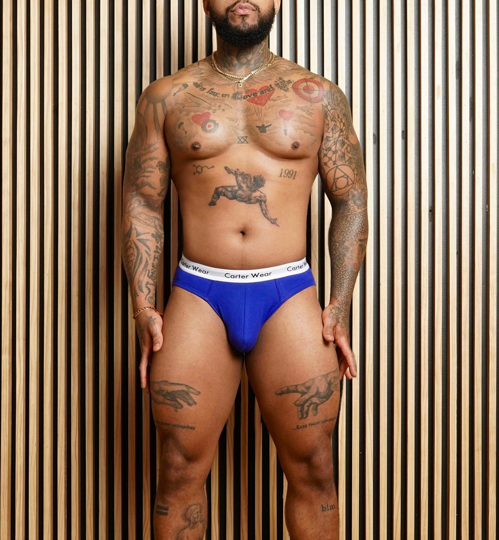Navy Blue + White Brief