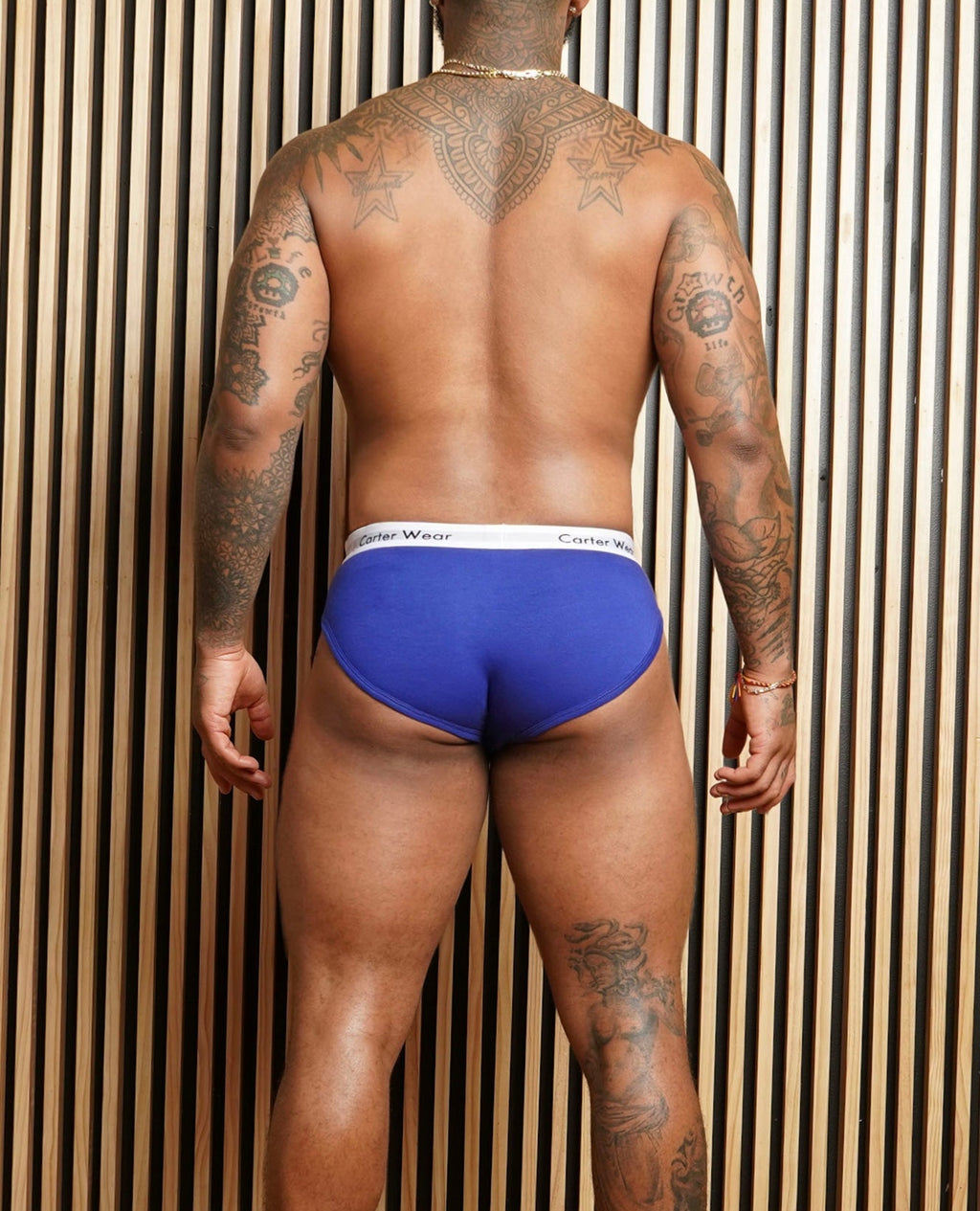 Navy Blue + White Brief
